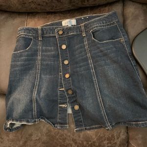 Jolt Button Up Denim Mini Skirt